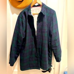 LL Bean Men’ Green Fleece Lined Flannel XL